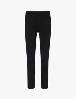 Yves Salomon Womens Black Mid-rise Knitted Stretch-woven Leggings