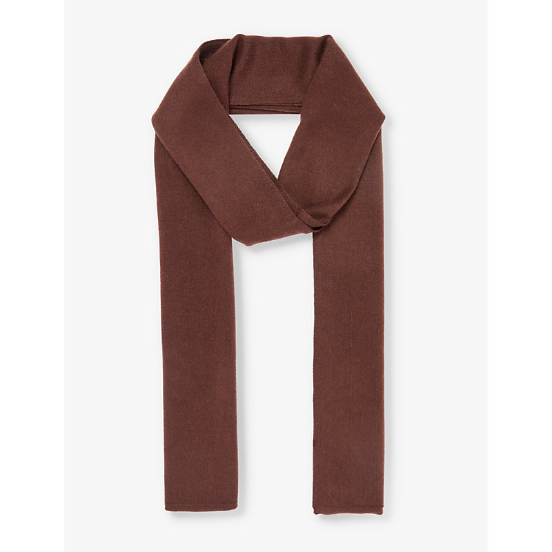 Yves Salomon Womens Chocolat Knitted Wool And Cashmere-blend Scarf