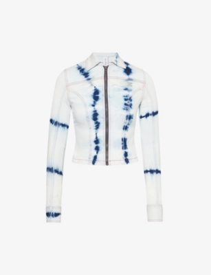 Shop Sinead Gorey Women's White Acid-wash Slim-fit Stretch-cotton Jacket