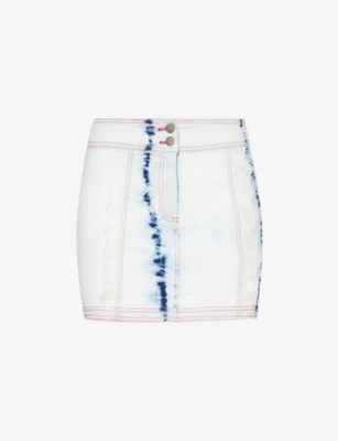 Shop Sinead Gorey Women's White Acid-wash Slim-fit Stretch-cotton Mini Skirt
