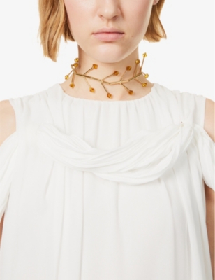 Shop Hugo Kreit Womens Gold Wishbone Brass Necklace