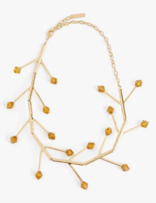 Hugo Kreit Womens Gold Wishbone Brass Necklace