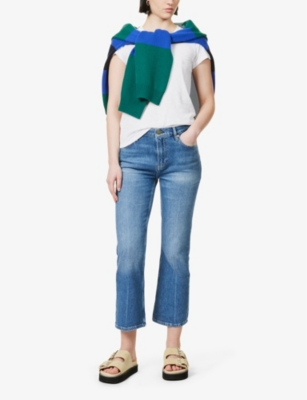Shop Frame Women's Bernadette Le Crop Mini Boot Flared-leg Mid-rise Jeans