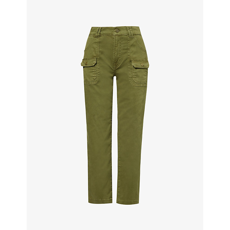 Shop Frame Women's Washed Winter Moss Utility Relaxed-fit High-rise Stretch-cotton Trousers
