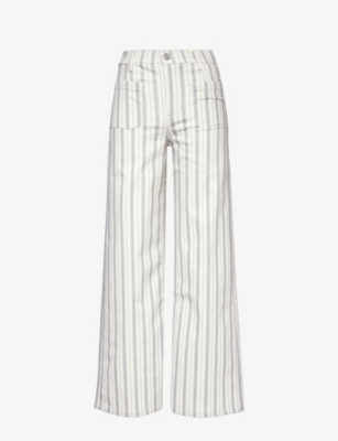 Frame Womens Sage Multi Striped Wide-leg High-rise Stretch-denim Jeans In Sage Multi