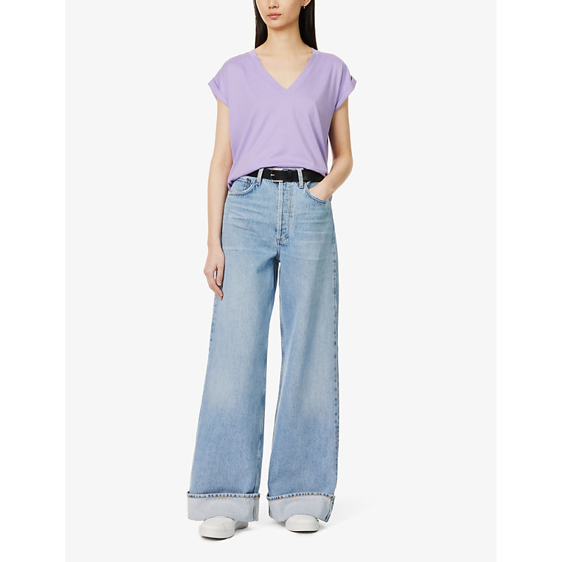 Shop Frame Women's Lilac Easy V-neck Cotton-jersey T-shirt