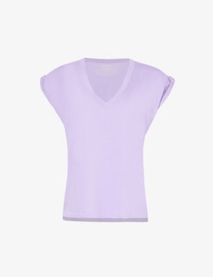 Shop Frame Women's Lilac Easy V-neck Cotton-jersey T-shirt