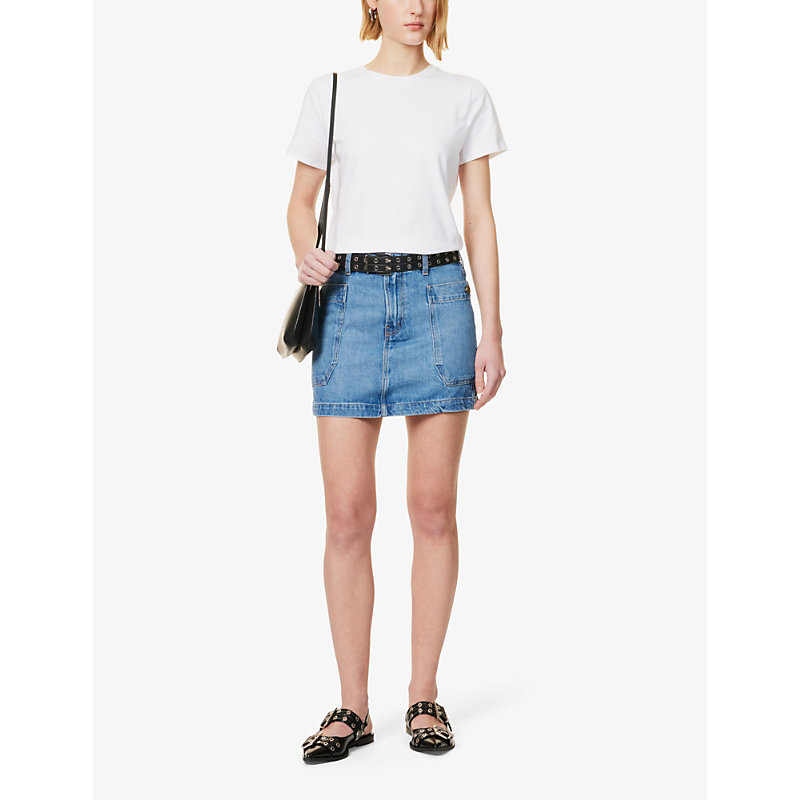 Shop Frame Womens Sonata Patch-pocket Recycled Denim-blend Mini Skirt