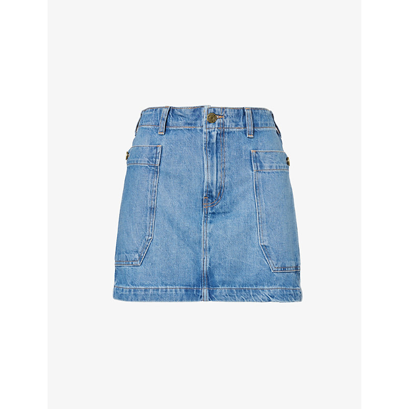 Shop Frame Women's Sonata Patch-pocket Recycled Denim-blend Mini Skirt