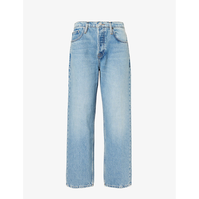 Shop Frame The Slouchy Straight-leg Mid-rise Recycled Denim-blend Jeans In Divine