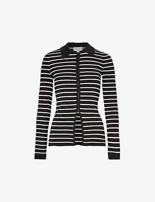 PRETTY LAVISH: Stripe-pattern slim-fit knitted top