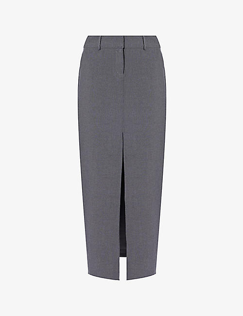 PRETTY LAVISH: Posie front-slit stretch-woven maxi skirt