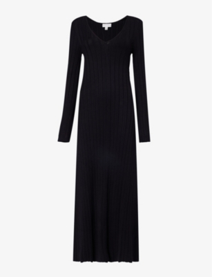 Pretty Lavish Womens Black Scarlett Waist-tie Knitted Midi Dress