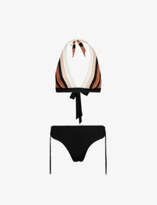 Max Mara Womens Plum Betta Halterneck Mid-rise Bikini In Plum