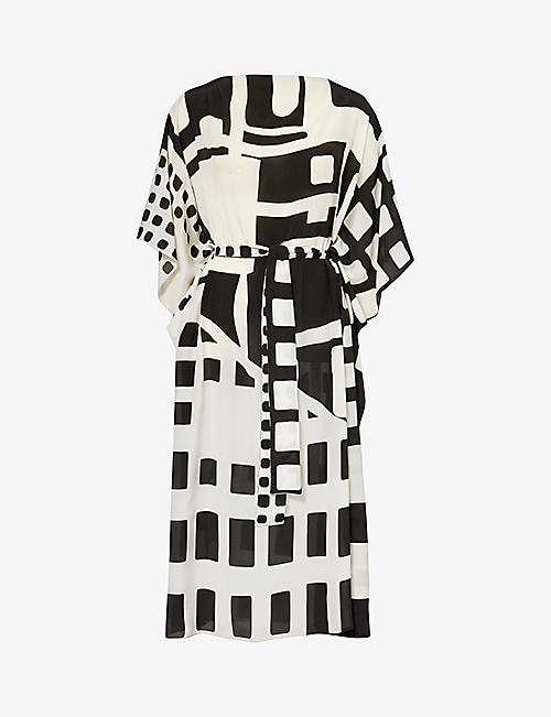 MAX MARA: Rossana geometric-pattern silk maxi dress