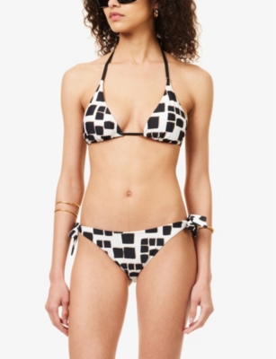 Shop Max Mara Women's Black Aurora Graphic-print Padded Triangle Bikini-top