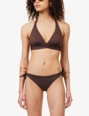 Shop Max Mara Women's Brown Anika Halterneck Bikini Top