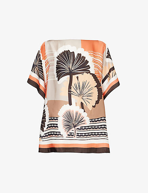 MAX MARA: Ginepro abstract-pattern relaxed-fit woven top