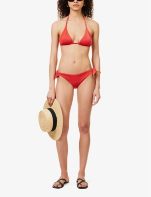 Shop Max Mara Women's Coral Sacha Metallic-thread Mid-rise Bikini Bottoms