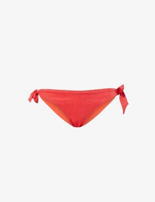 MAX MARA: Sacha metallic-thread mid-rise bikini bottoms