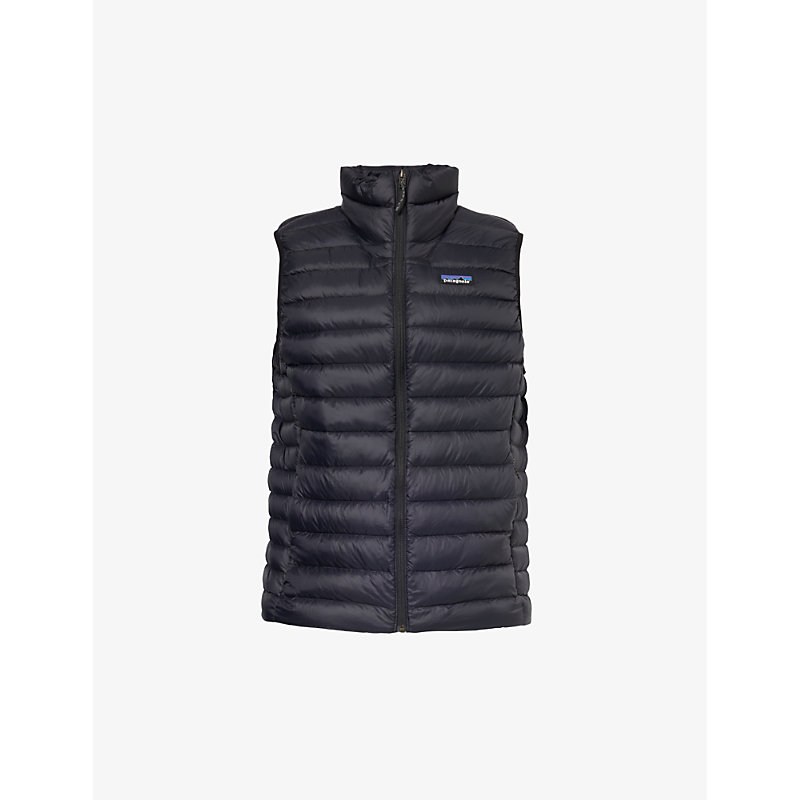 Shop Patagonia Padded High-neck Recycled-nylon Down Gilet In Black