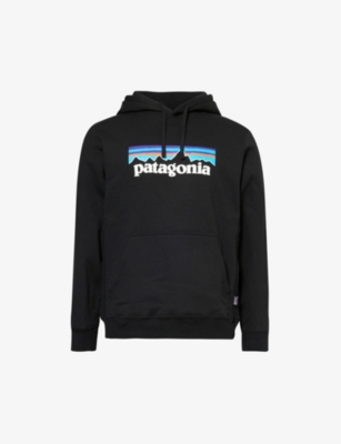 Shop Patagonia P-6 Uprisal Brand-print Recycled Polyester And Recycled Cotton-blend Hoody In Black
