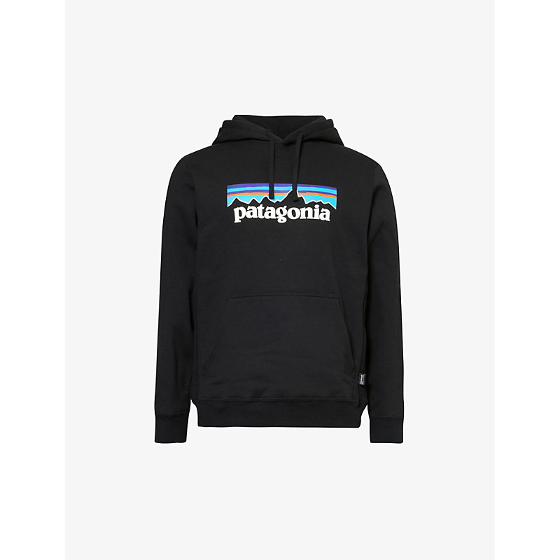 Shop Patagonia P-6 Uprisal Brand-print Recycled Polyester And Recycled Cotton-blend Hoody In Black