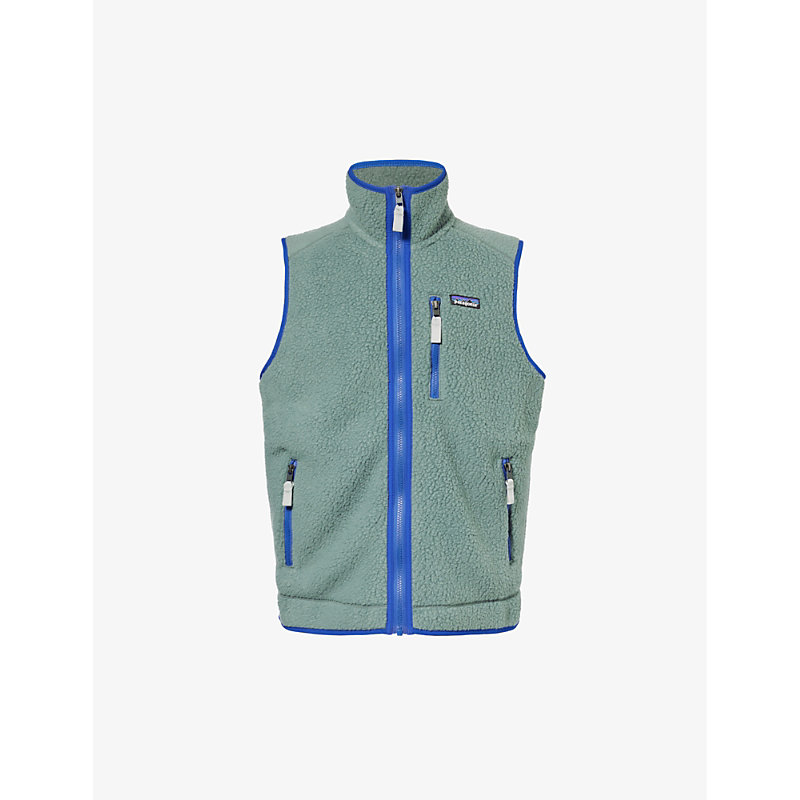 Shop Patagonia Mens Nouveau Green Retro Pile High-neck Recycled-polyester Vest