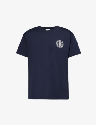 Bally Mens Navy Branded-print Short-sleeved Organic Cotton-jersey T-shirt