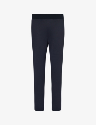 Bally Mens Navy Contrast-stripe Relaxed-fit Cotton-blend Trousers