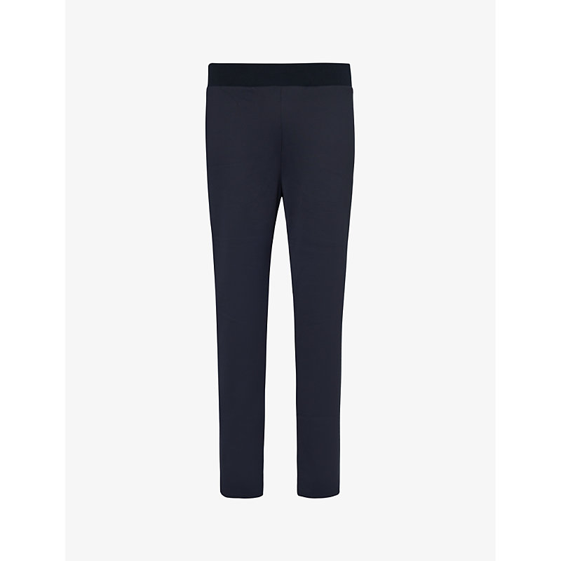 Bally Mens Navy Contrast-stripe Relaxed-fit Cotton-blend Trousers