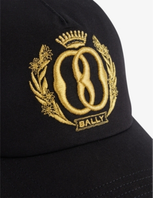 Shop Bally Men's Black Crest Logo-embroidered Cotton Cap