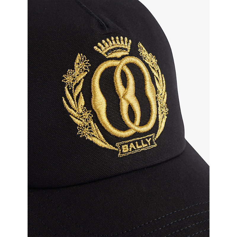Shop Bally Mens Black Crest Logo-embroidered Cotton Cap