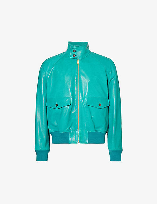 BALLY: Funnel-neck raglan-sleeved regular-fit leather blouson jacket