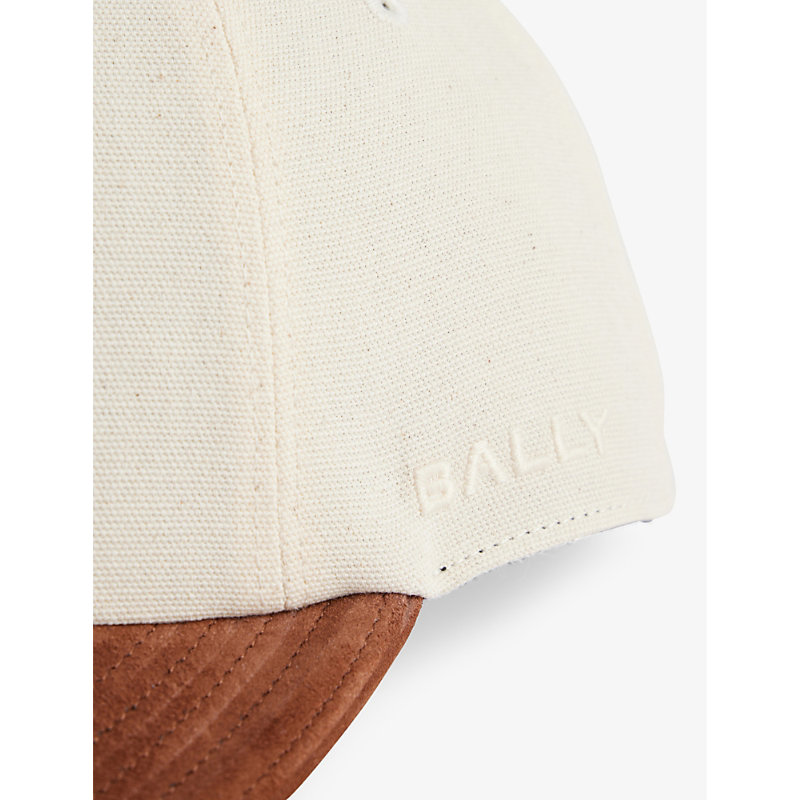 Shop Bally Men's Bone Cuero Brand-embroidered Cotton-canvas And Leather Baseball Cap