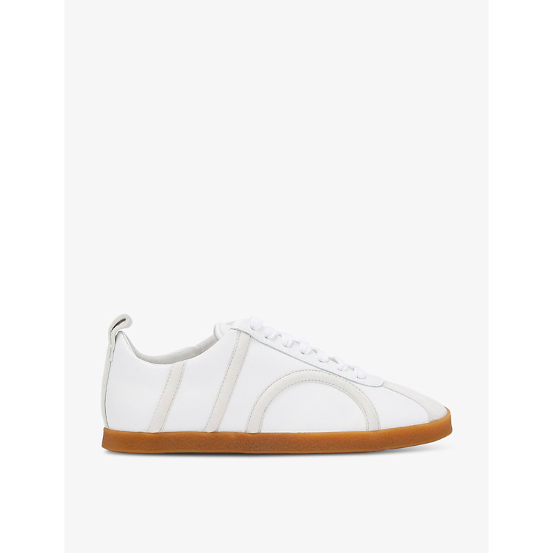 Shop Totême Toteme Women's White/comb Logo-pattern Low-top Leather Trainers
