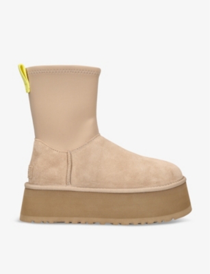 Shop Ugg Women's Beige Classic Dipper Suede And Rubber Boots