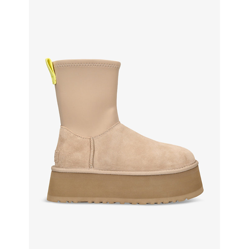 Shop Ugg Womens Beige Classic Dipper Suede And Rubber Boots