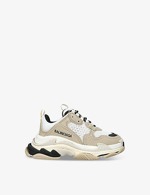 BALENCIAGA: Kids' Triple S faux-leather and mesh trainers