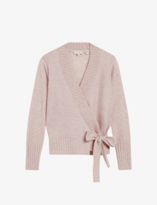 Ted Baker Womens Dusky-pink Elliian Wrap Knitted Cardigan