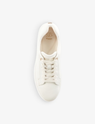 Shop Dune Women's White-leather Mix Episode Padded Leather Flatform Trainers