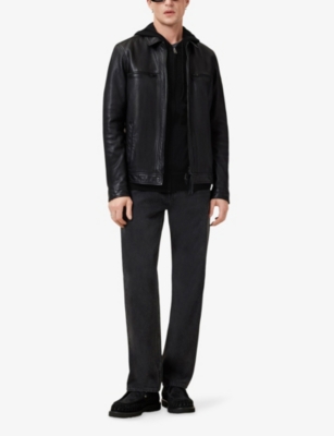 Allsaints Mens Mode Zipped Merino-wool Hoody Black In Black
