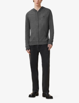 Allsaints Mens Mode Zipped Merino-wool Hoody Monument Grey In Monument Grey