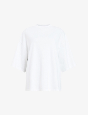 Shop Allsaints Women's White Amelie Oversized Organic-cotton T-shirt