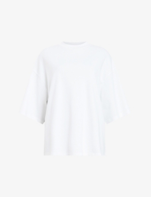 Shop Allsaints Womens White Amelie Oversized Organic-cotton T-shirt