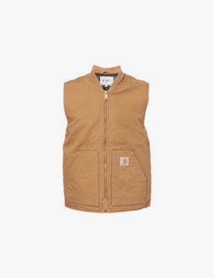 CARHARTT CARHARTT WIP MEN'S HAMILTON BROWN CLASSIC BRAND-LOGO ORGANIC COTTON GILET