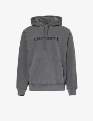 Carhartt Wip Mens Black Duster Brand-embroidered Relaxed-fit Cotton-jersey Hoody