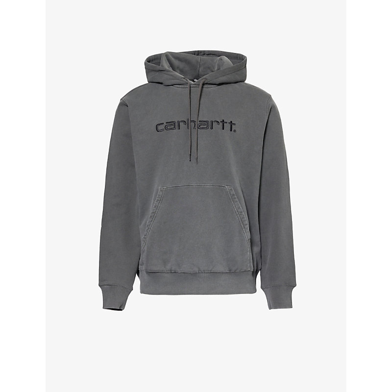 Carhartt Wip Mens Black Duster Brand-embroidered Relaxed-fit Cotton-jersey Hoody