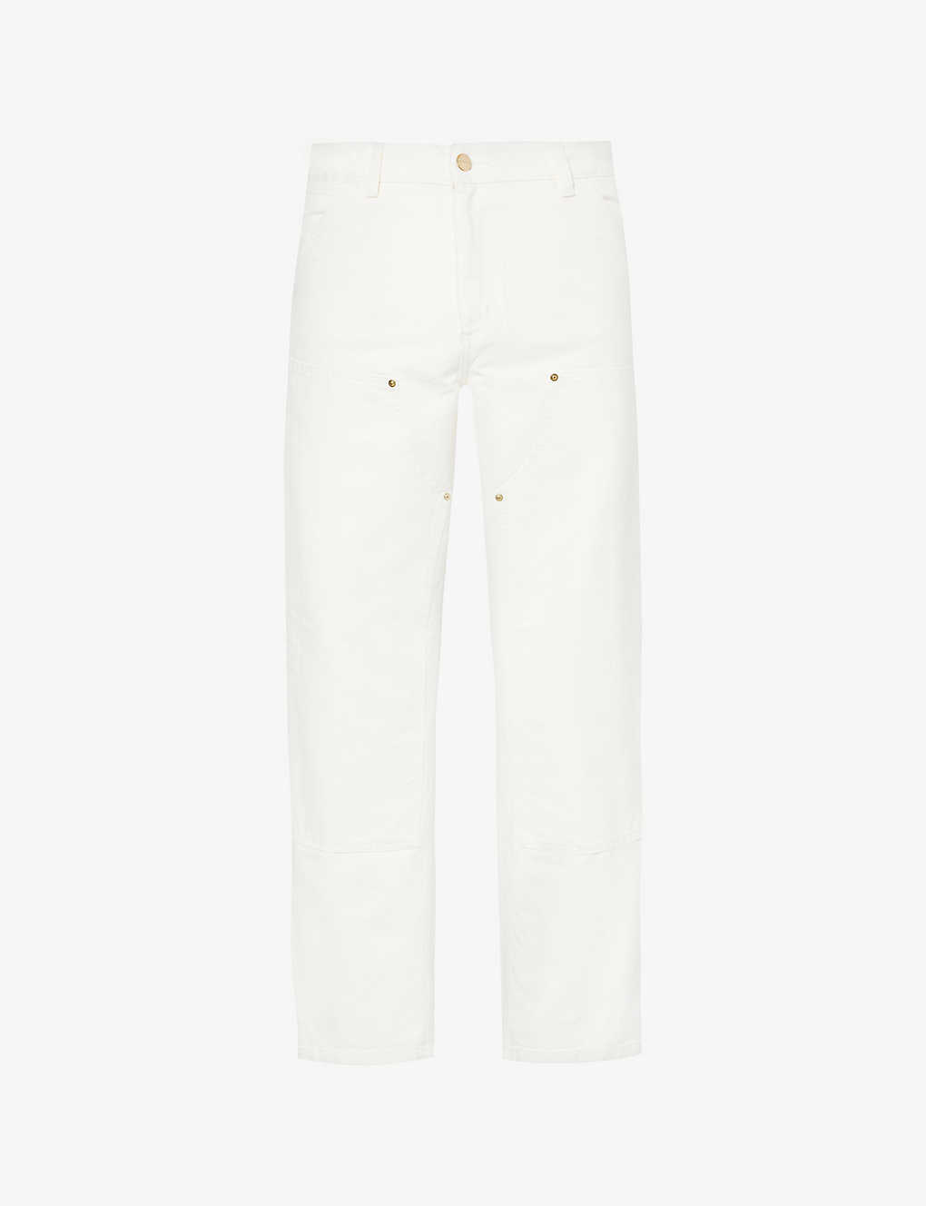 Carhartt Wip Mens Wax Double Knee Straight-leg Organic-cotton Jeans In White
