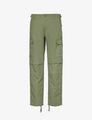 Carhartt Wip Mens Dollar Green Aviation Regular-fit Cotton-canvas Cargo Trousers